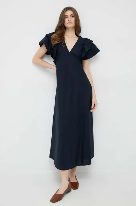 Βαμβακερό φόρεμα Tommy Hilfiger χρώμα: ναυτικό μπλε