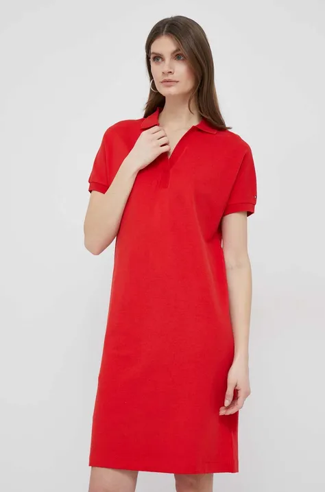 Tommy Hilfiger rochie culoarea rosu, mini, oversize
