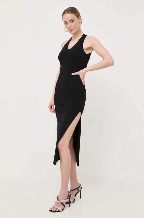 Marella rochie culoarea negru, midi, mulată