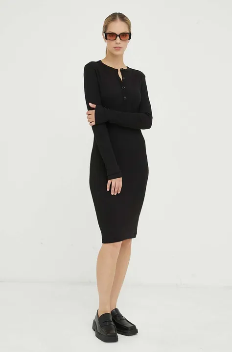 Bavlnené šaty G-Star Raw čierna farba, mini, priliehavá