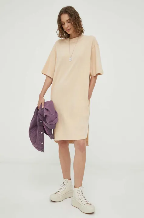 G-Star Raw sukienka bawełniana kolor beżowy mini oversize