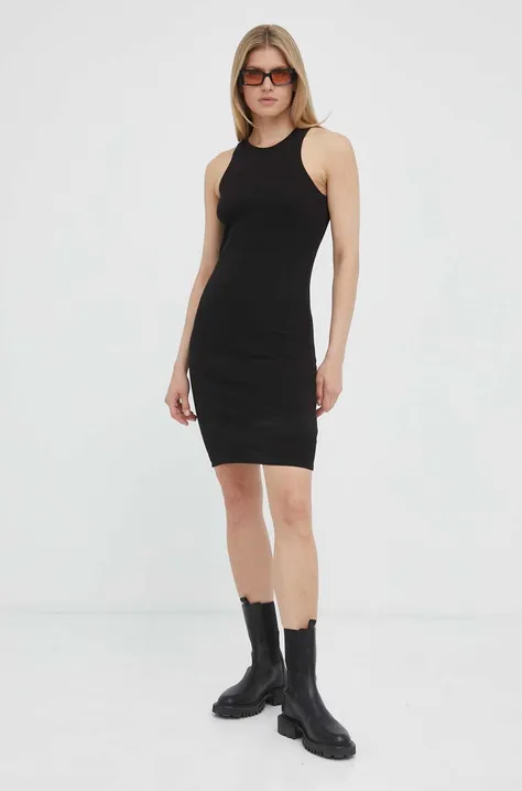G-Star Raw sukienka bawełniana kolor czarny midi dopasowana