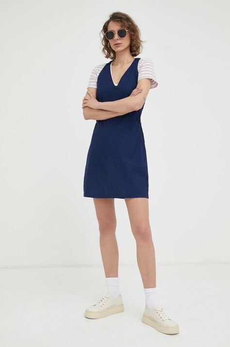 G-Star rochie din bumbac culoarea bleumarin, mini, evazată