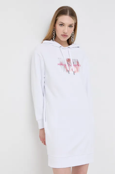 Šaty Armani Exchange bílá barva, mini, oversize