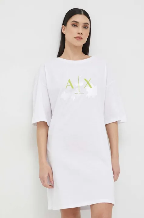Pamučna haljina Armani Exchange boja: bijela, mini, oversize