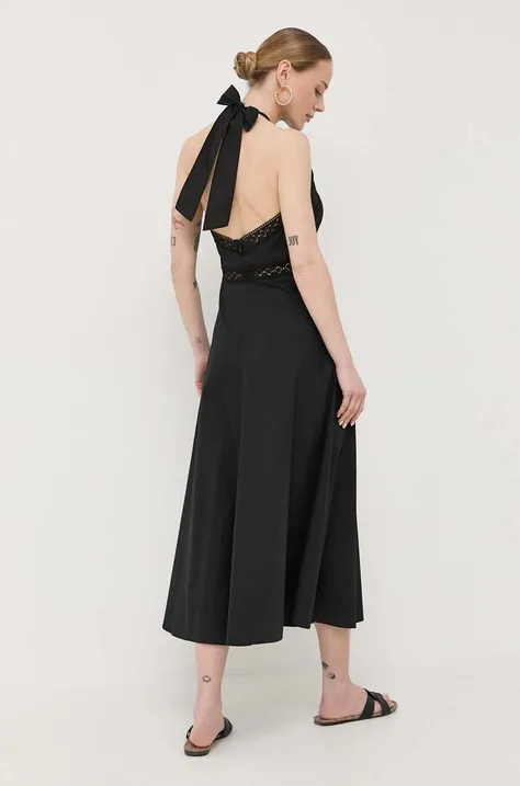 Luisa Spagnoli sukienka bawełniana Purezza kolor czarny midi rozkloszowana