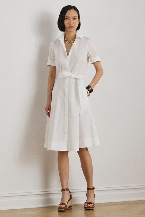 Lauren Ralph Lauren sukienka kolor biały mini rozkloszowana 200748950