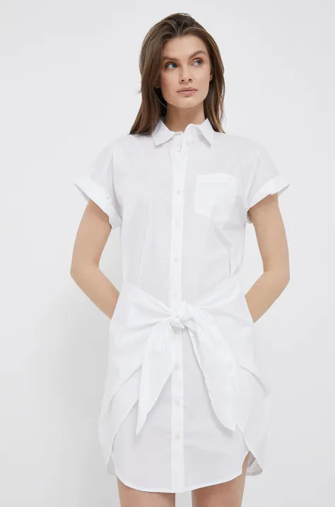 Šaty Lauren Ralph Lauren biela farba, mini, rovný strih