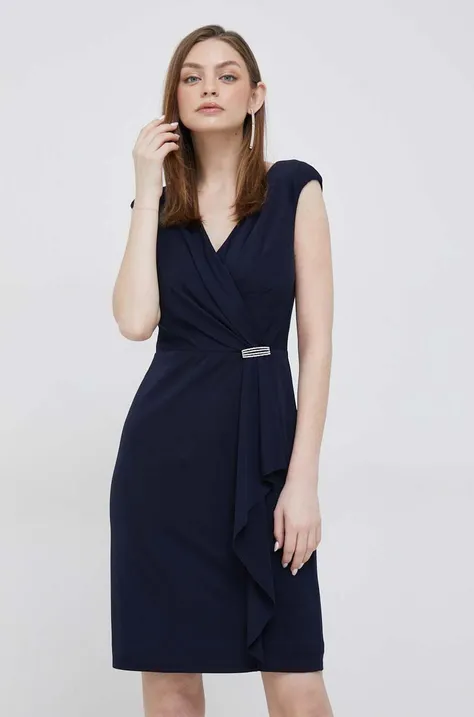 Šaty Lauren Ralph Lauren tmavomodrá farba,mini,rovný strih,253906356