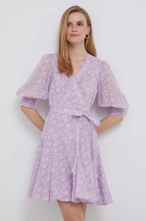 Polo Ralph Lauren rochie din bumbac culoarea violet, mini, evazati