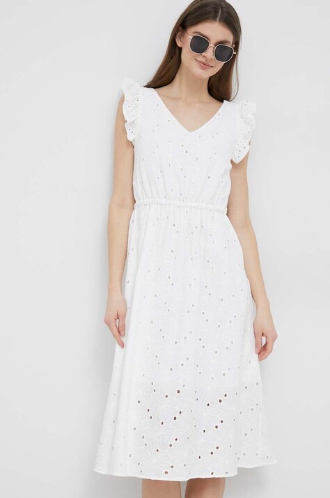 PS Paul Smith rochie din bumbac culoarea alb, mini, evazată