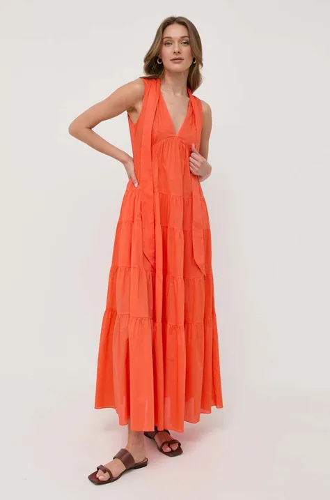 MAX&Co. sukienka bawełniana kolor pomarańczowy maxi rozkloszowana