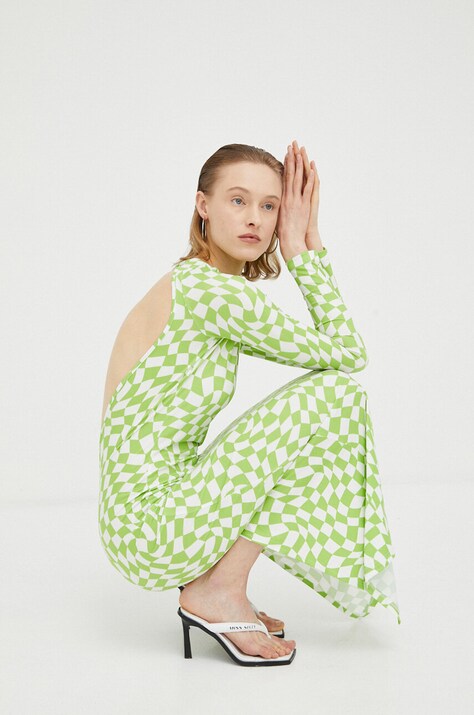 Résumé rochie culoarea verde, maxi, dreaptă