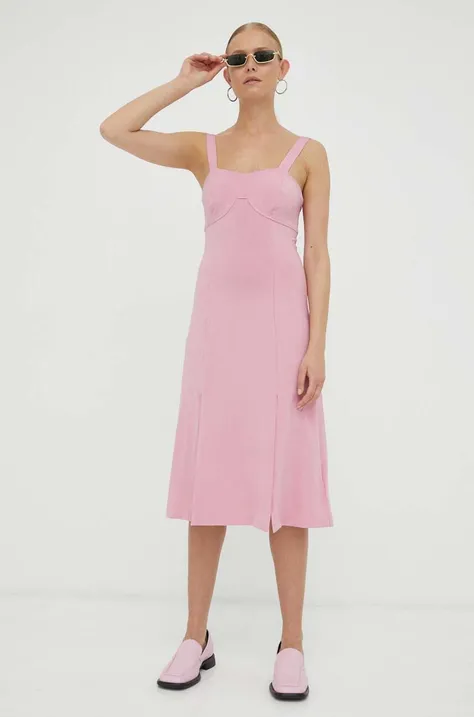 Φόρεμα Remain χρώμα: ροζ