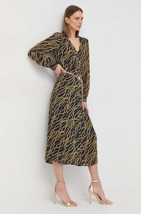 MICHAEL Michael Kors rochie culoarea bleumarin, midi, evazată