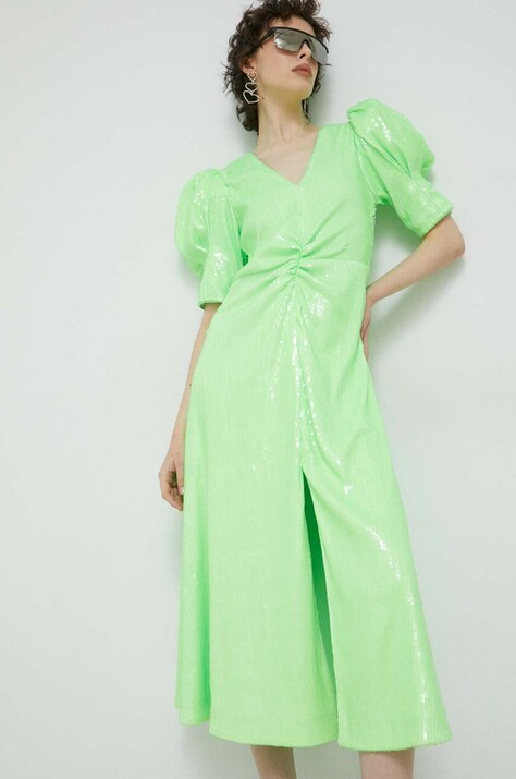 Rotate rochie culoarea verde, midi, evazată