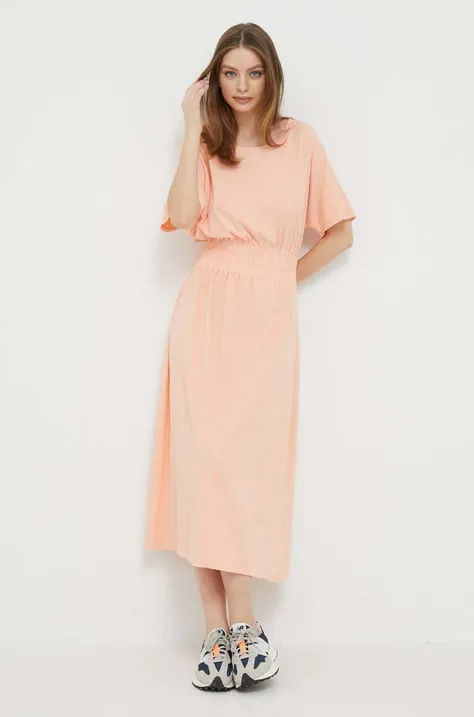 Pamučna haljina Deha boja: narančasta, maxi, širi se prema dolje
