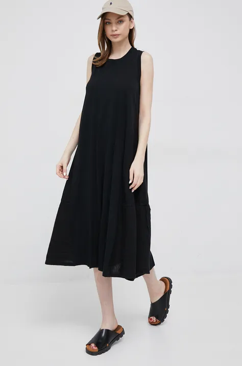 Šaty Deha čierna farba, midi, oversize