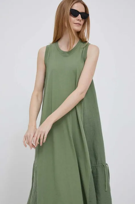 Φόρεμα από λινό μείγμα Deha χρώμα: πράσινο