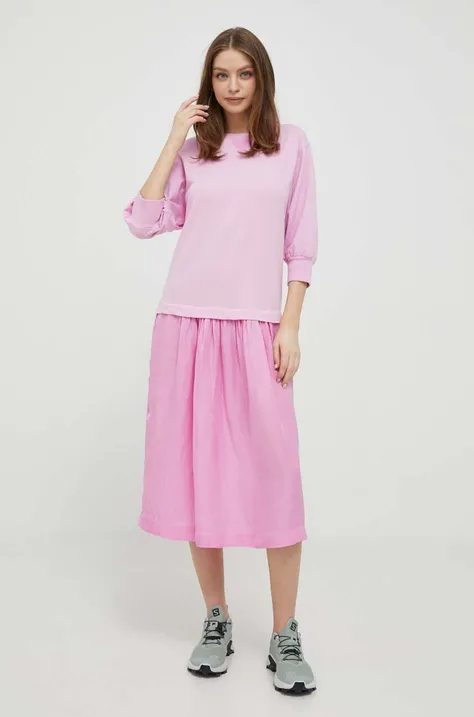 Φόρεμα από λινό μείγμα Deha χρώμα: ροζ