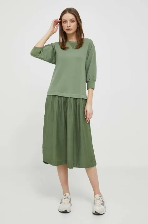 Φόρεμα από λινό μείγμα Deha χρώμα: πράσινο