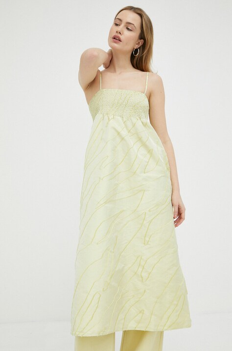 Gestuz rochie Juniper culoarea verde, midi, evazată