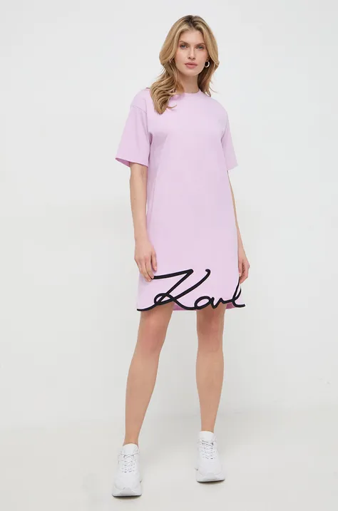 Karl Lagerfeld sukienka bawełniana kolor różowy mini prosta