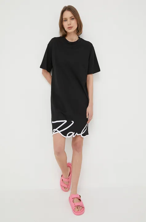 Βαμβακερό φόρεμα Karl Lagerfeld χρώμα: μαύρο