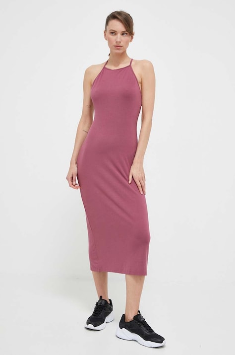 4F rochie culoarea violet, midi, mulată