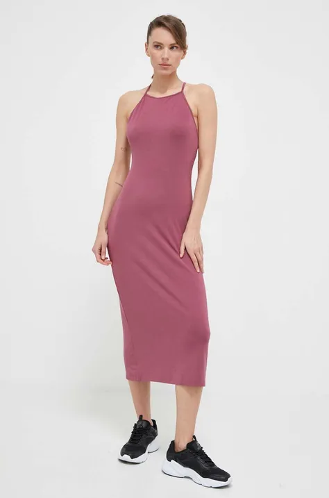 4F sukienka kolor fioletowy midi dopasowana