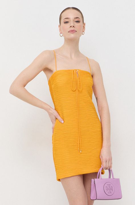 Patrizia Pepe rochie culoarea portocaliu, mini, dreaptă