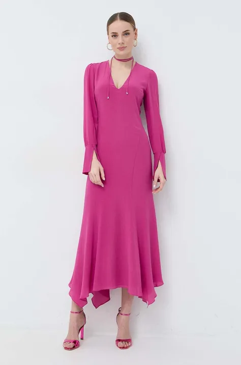 Patrizia Pepe sukienka jedwabna kolor różowy maxi prosta