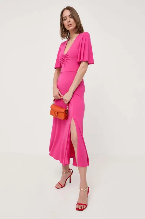 Patrizia Pepe sukienka kolor różowy midi rozkloszowana