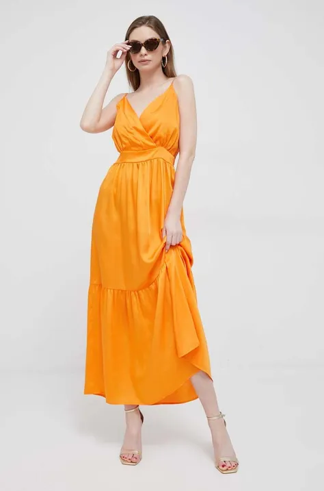 Šaty Artigli oranžová farba, maxi, áčkový strih