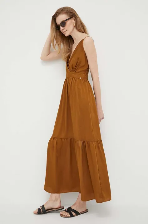 Сукня Artigli колір коричневий maxi розкльошена