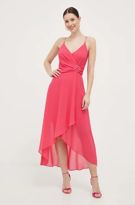Haljina Morgan boja: ružičasta, maxi, širi se prema dolje