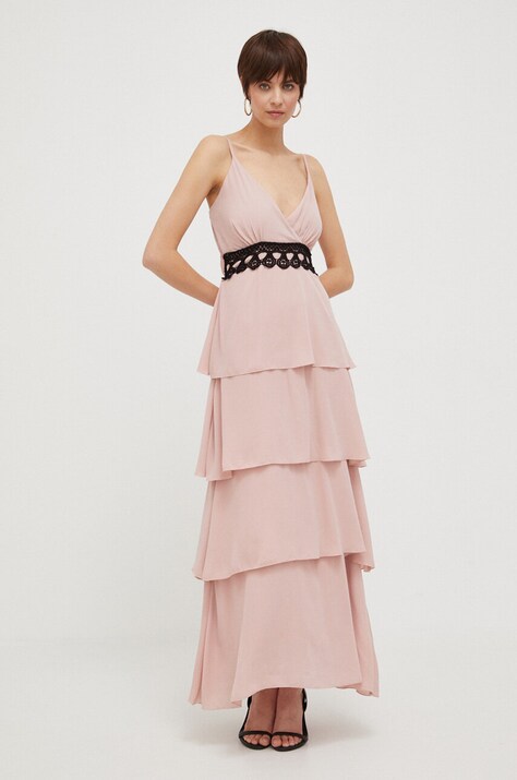 Artigli rochie culoarea roz, maxi, evazată