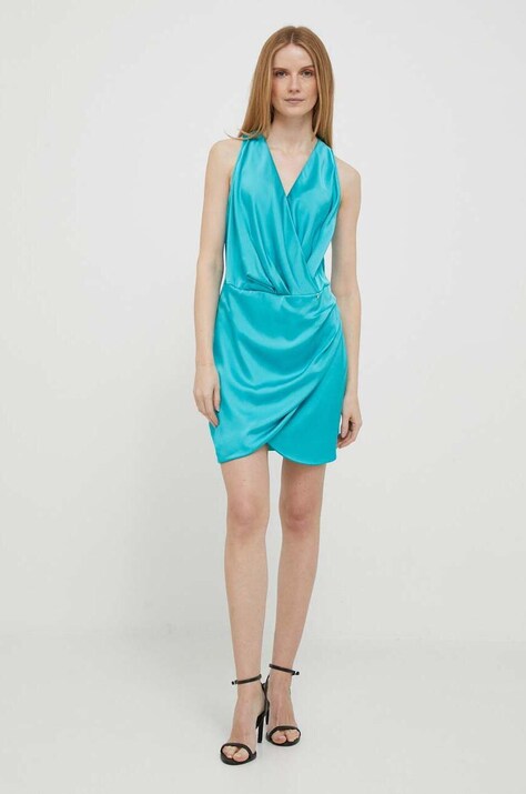 Artigli rochie culoarea turcoaz, mini, dreaptă