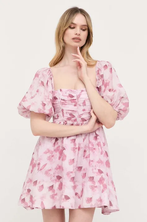 Haljina Bardot boja: ružičasta, mini, širi se prema dolje
