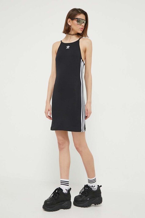 adidas Originals rochie culoarea negru, mini, mulată IB7401-black