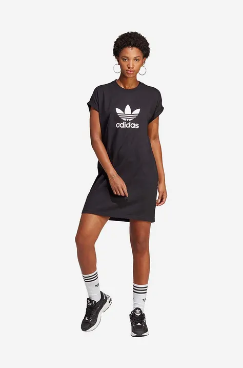 Bombažna obleka adidas Originals črna barva