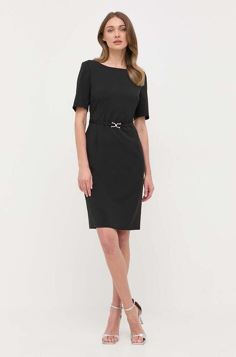 BOSS rochie din lana culoarea negru, mini, mulată