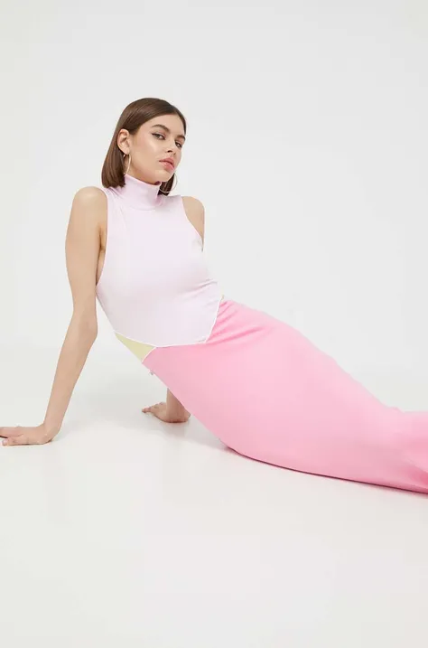 adidas Originals rochie culoarea roz, maxi, drept