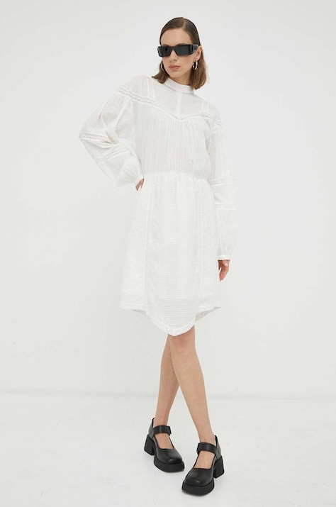 2NDDAY rochie din bumbac culoarea alb, mini, evazată