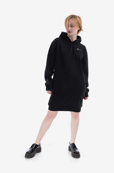 Bavlnené šaty MCQ Hoodie 624588RSJ761000-BLACK, čierna farba, midi, oversize