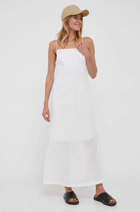 United Colors of Benetton sukienka bawełniana kolor biały maxi prosta