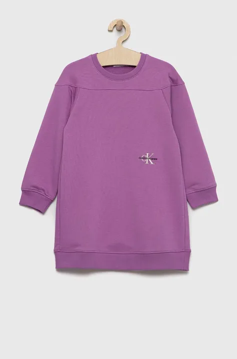 Calvin Klein Jeans gyerek ruha lila, mini, egyenes