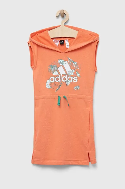 Dječja haljina adidas G SUM boja: narančasta, mini, ravna