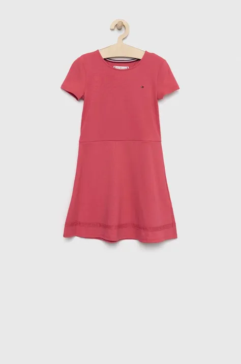 Детское платье Tommy Hilfiger цвет розовый midi расклешённое