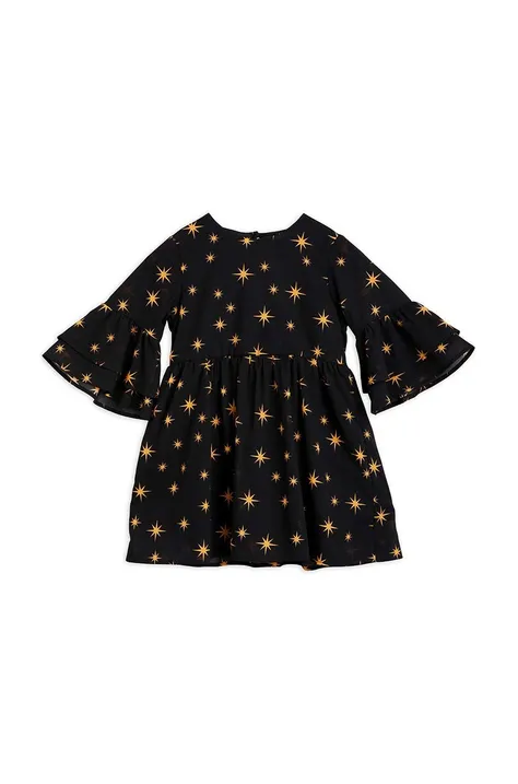 Dječja pamučna haljina Mini Rodini boja: crna, mini, širi se prema dolje
